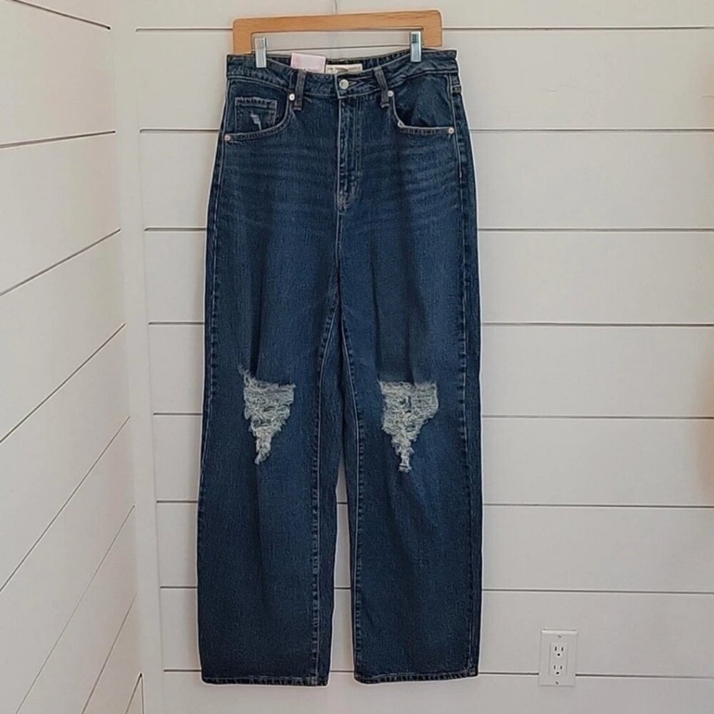 NWT New York Laundry size 7 oversized distressed blue denim blue jeans 90s y2k